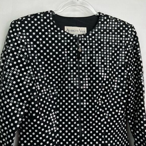 Anthony Vask White and Black sequined zip up event blazer jacket - Picture 1 of 9